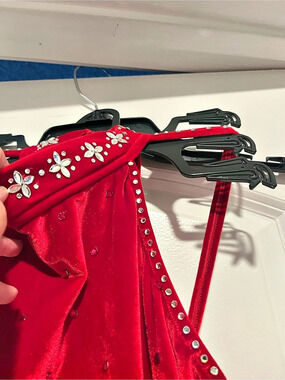 Dance - Red Swarovski Crystal Embellished Velvet Dress